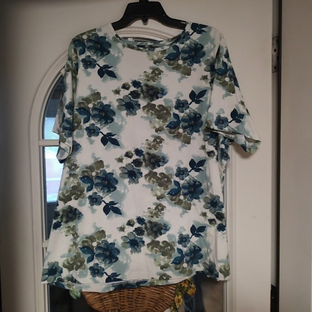 D & Co Dark Teal Green Short Sleeve Top Size Women's 2X